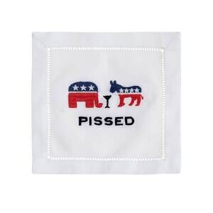 NEW AUGUST MORGAN pissed cocktail napkins in white